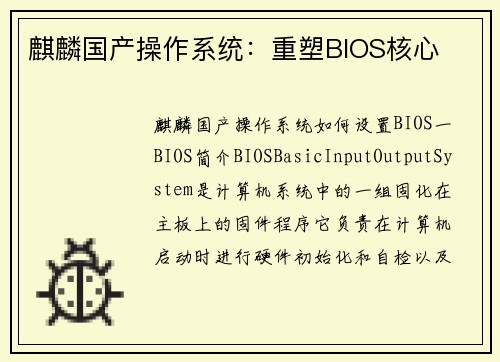 麒麟国产操作系统：重塑BIOS核心